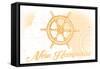 New Hampshire - Ship Wheel - Yellow - Coastal Icon-Lantern Press-Framed Stretched Canvas