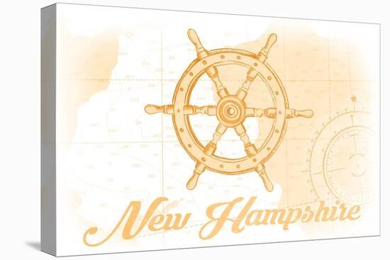 New Hampshire - Ship Wheel - Yellow - Coastal Icon-Lantern Press-Stretched Canvas