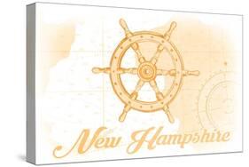 New Hampshire - Ship Wheel - Yellow - Coastal Icon-Lantern Press-Stretched Canvas