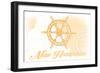 New Hampshire - Ship Wheel - Yellow - Coastal Icon-Lantern Press-Framed Art Print