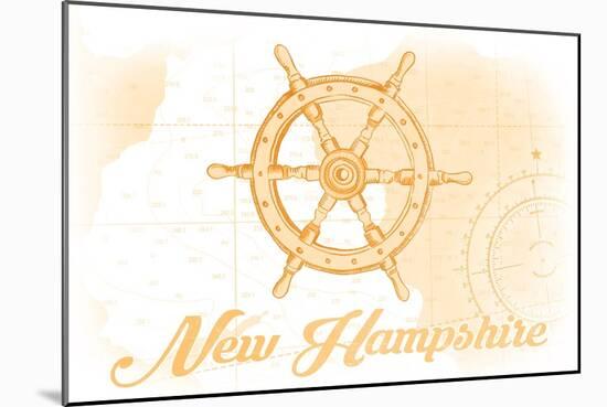 New Hampshire - Ship Wheel - Yellow - Coastal Icon-Lantern Press-Mounted Art Print