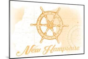 New Hampshire - Ship Wheel - Yellow - Coastal Icon-Lantern Press-Mounted Art Print