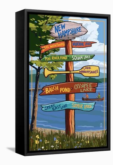 New Hampshire - Sign Destinations-Lantern Press-Framed Stretched Canvas