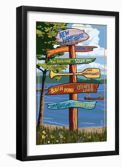 New Hampshire - Sign Destinations-Lantern Press-Framed Art Print