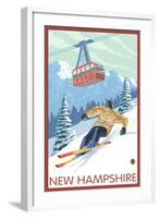 New Hampshire - Skier and Tram-Lantern Press-Framed Art Print