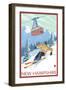 New Hampshire - Skier and Tram-Lantern Press-Framed Art Print