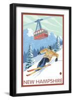 New Hampshire - Skier and Tram-Lantern Press-Framed Art Print