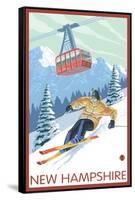 New Hampshire - Skier and Tram-Lantern Press-Framed Stretched Canvas