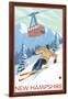 New Hampshire - Skier and Tram-Lantern Press-Framed Art Print