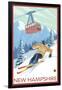 New Hampshire - Skier and Tram-Lantern Press-Framed Art Print