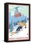 New Hampshire - Skier and Tram-Lantern Press-Framed Stretched Canvas