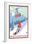 New Hampshire - Snowboarder and Tram-Lantern Press-Framed Art Print