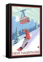 New Hampshire - Snowboarder and Tram-Lantern Press-Framed Stretched Canvas