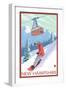 New Hampshire - Snowboarder and Tram-Lantern Press-Framed Art Print