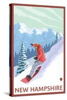 New Hampshire - Snowboarder Scene-Lantern Press-Stretched Canvas