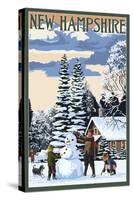 New Hampshire - Snowman Scene-Lantern Press-Stretched Canvas