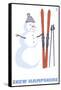 New Hampshire, Snowman with Skis-Lantern Press-Framed Stretched Canvas