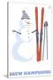 New Hampshire, Snowman with Skis-Lantern Press-Stretched Canvas
