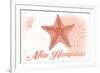 New Hampshire - Starfish - Coral - Coastal Icon-Lantern Press-Framed Premium Giclee Print