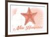 New Hampshire - Starfish - Coral - Coastal Icon-Lantern Press-Framed Premium Giclee Print