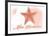 New Hampshire - Starfish - Coral - Coastal Icon-Lantern Press-Framed Premium Giclee Print