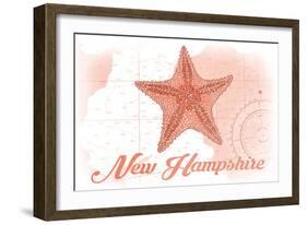 New Hampshire - Starfish - Coral - Coastal Icon-Lantern Press-Framed Art Print