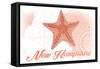 New Hampshire - Starfish - Coral - Coastal Icon-Lantern Press-Framed Stretched Canvas