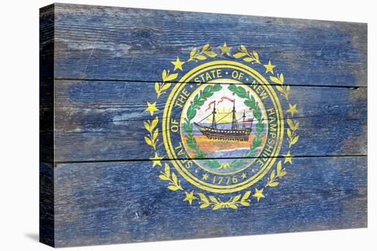 New Hampshire State Flag - Barnwood Painting-Lantern Press-Stretched Canvas