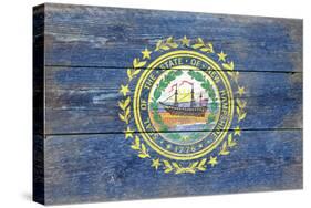 New Hampshire State Flag - Barnwood Painting-Lantern Press-Stretched Canvas