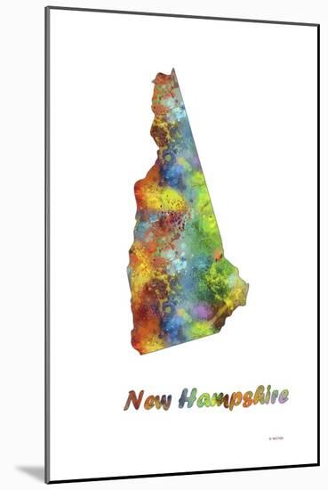 New Hampshire State Map 1-Marlene Watson-Mounted Giclee Print