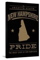 New Hampshire State Pride - Gold on Black-Lantern Press-Stretched Canvas