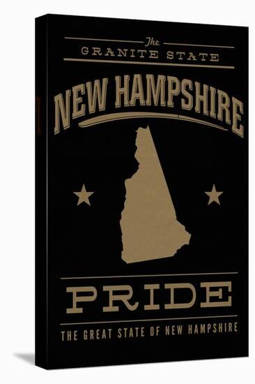 New Hampshire State Pride - Gold on Black-Lantern Press-Stretched Canvas