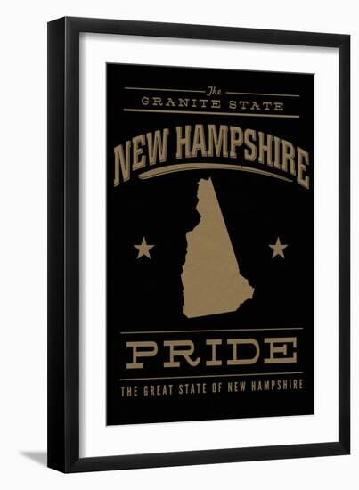 New Hampshire State Pride - Gold on Black-Lantern Press-Framed Art Print