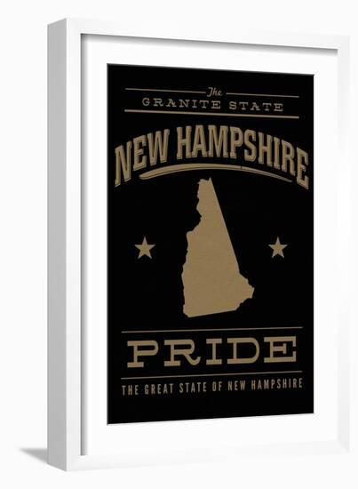 New Hampshire State Pride - Gold on Black-Lantern Press-Framed Art Print