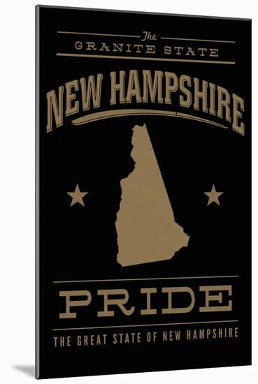 New Hampshire State Pride - Gold on Black-Lantern Press-Mounted Art Print