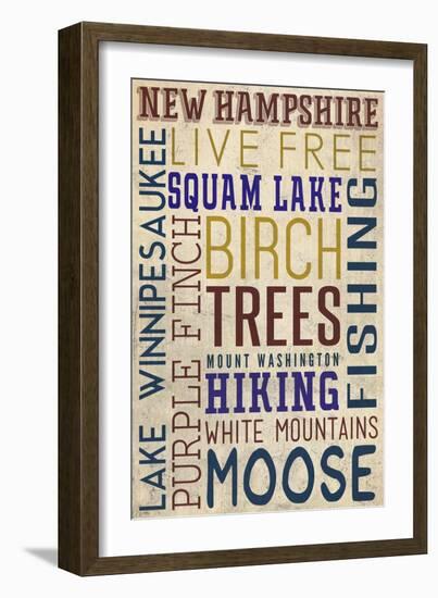 New Hampshire - Typography-Lantern Press-Framed Art Print