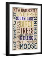 New Hampshire - Typography-Lantern Press-Framed Art Print