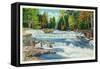 New Hampshire - View of the Wild Cat River and Jackson Falls-Lantern Press-Framed Stretched Canvas