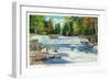 New Hampshire - View of the Wild Cat River and Jackson Falls-Lantern Press-Framed Art Print