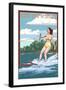 New Hampshire - Water Skier and Lake-Lantern Press-Framed Art Print