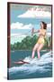 New Hampshire - Water Skier and Lake-Lantern Press-Stretched Canvas