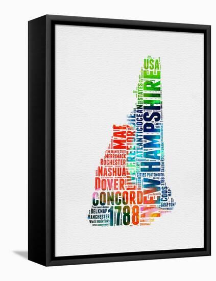 New Hampshire Watercolor Word Cloud-NaxArt-Framed Stretched Canvas