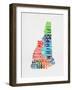 New Hampshire Watercolor Word Cloud-NaxArt-Framed Art Print