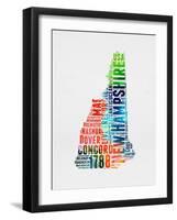 New Hampshire Watercolor Word Cloud-NaxArt-Framed Art Print