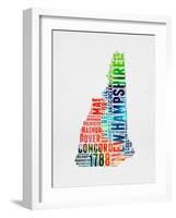 New Hampshire Watercolor Word Cloud-NaxArt-Framed Art Print