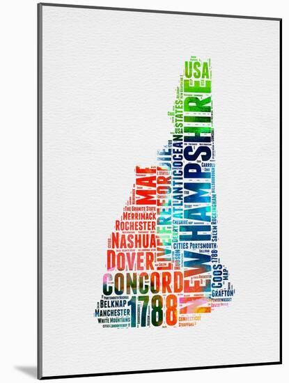 New Hampshire Watercolor Word Cloud-NaxArt-Mounted Art Print