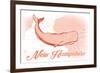 New Hampshire - Whale - Coral - Coastal Icon-Lantern Press-Framed Premium Giclee Print