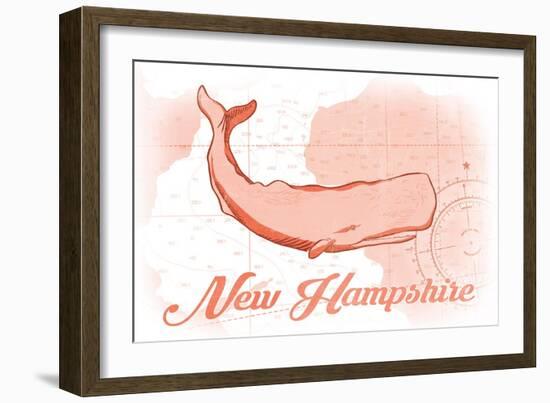 New Hampshire - Whale - Coral - Coastal Icon-Lantern Press-Framed Art Print