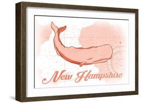 New Hampshire - Whale - Coral - Coastal Icon-Lantern Press-Framed Art Print