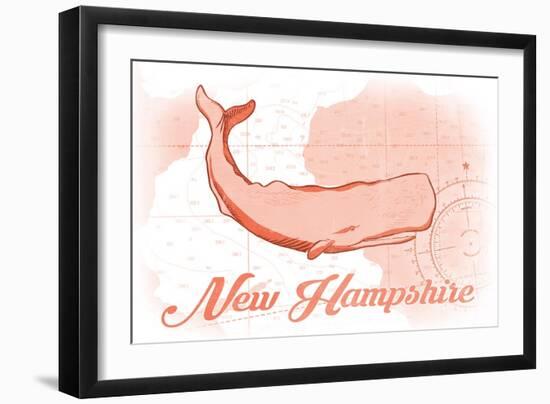 New Hampshire - Whale - Coral - Coastal Icon-Lantern Press-Framed Art Print